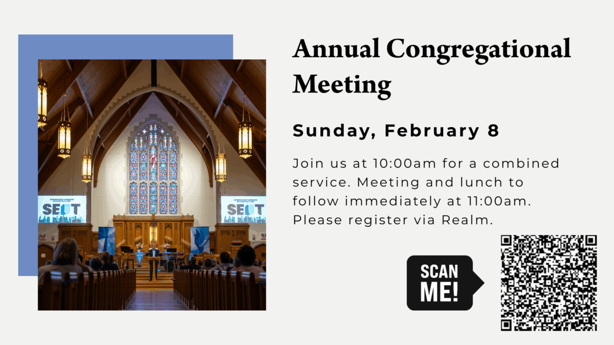 village church northbrook combined worship service, annual congregational meeting and lunch; please register via Realm