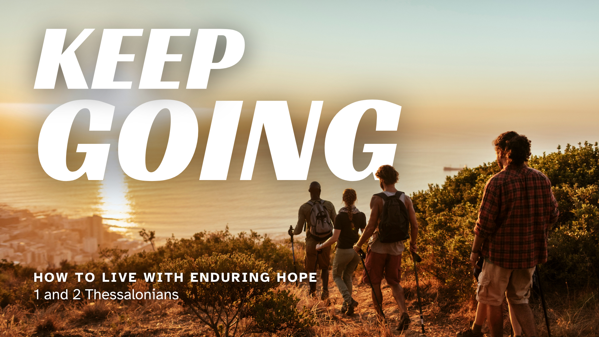 Sermon graphic featuring the message “Keep Going” with themes of enduring hope, perseverance, and faith in Christ